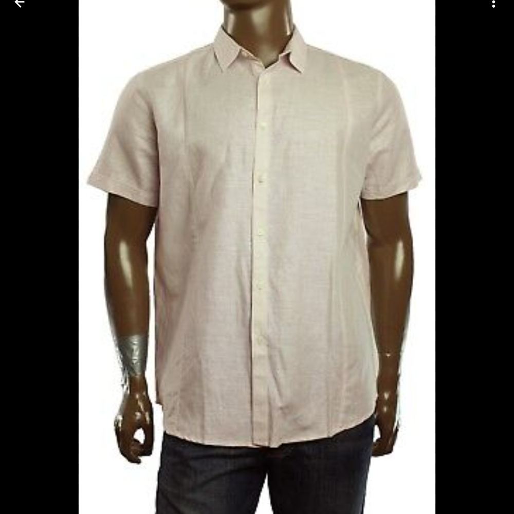 100% Linnen INC International Concepts‎ Men's Light Cream Casual Shirt303